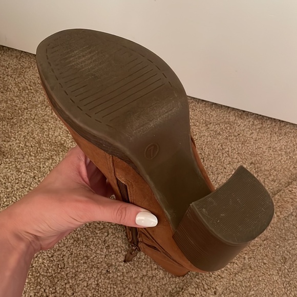 Cognac Brown Textile Booties - Picture 5 of 6